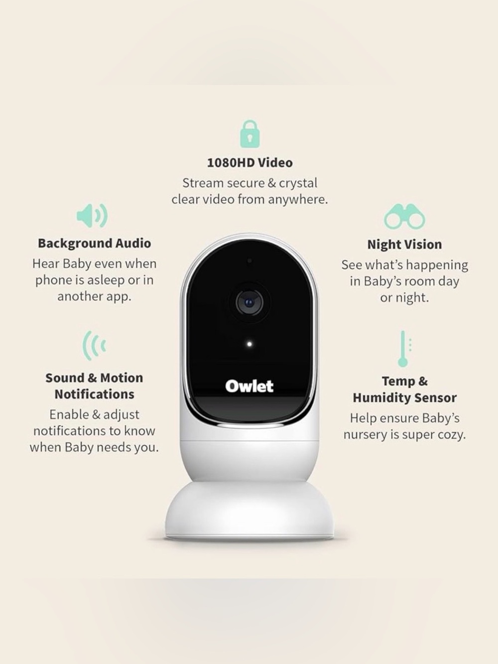 Owlet Dream Duo (Gen 2) Smart Baby Monitor HD Video Camera + Wearable Sock, Mint - Picture 2 of 14